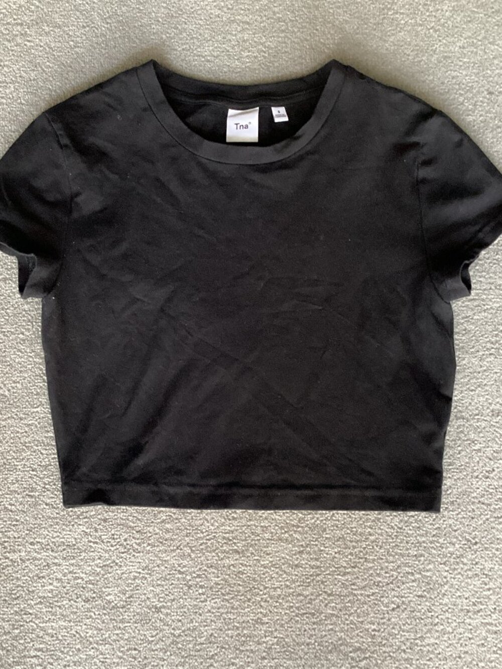 Tna Black Cropped Capped Sleeved T-shirt - Small